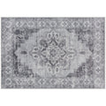 Vintage Style Washable Flannel Rug Non Slip Carpet for Living Room or Bedroom Grey 170x120cm