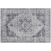 Vintage Style Washable Flannel Rug Non Slip Carpet for Living Room or Bedroom Grey 170x120cm