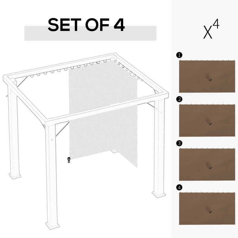 Set of Four Dark Brown 3 x 4m Gazebo Replacement Walls for Outdoor Shelter by Outsunny