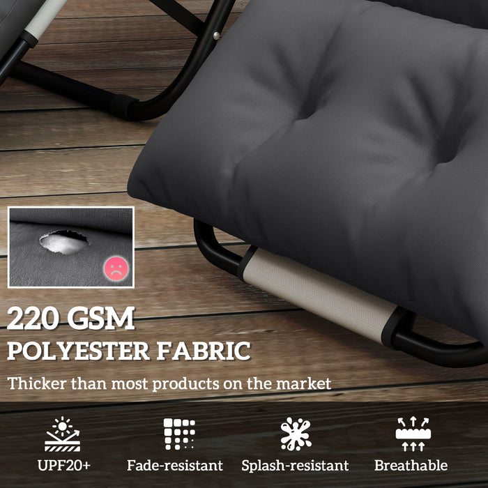Dark Grey Sun Lounger Cushions Set of 2 190x56x10cm Thick UPF20+ Fabric by Outsunny