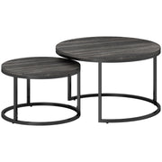 Set of 2 Nesting Coffee Tables with Marble Effect Tops Ideal for Living Room Black