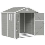 Grey Plastic Garden Shed With Foundation Kit, 7.9ft x 6.2ft by Outsunny
