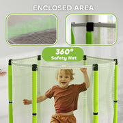 Green 4.6ft Toddler Trampoline with Safety Net for Ages 3 to 6 Indoor Outdoor Play by Outsunny AOSOM