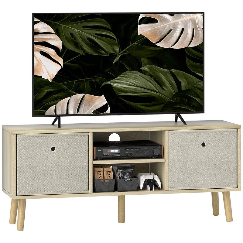 TV Cabinet Stand for TVs up to 50 inch with Foldable Drawers Natural by HOMCOM