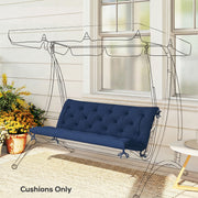 Bench Cushion for Three Seater Garden Bench or Swing Chair with Ties Dark Blue AOSOM