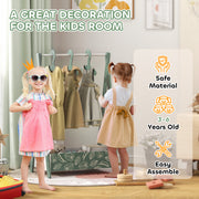 Kids Clothes Rail with Shelf and Hangers for Bedroom Storage Ages 3 to 6 Green AOSOM