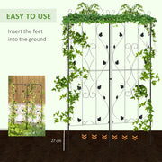 Set of 2 Metal Garden Trellises with Leaf Design for Climbing Plant Support and Decor