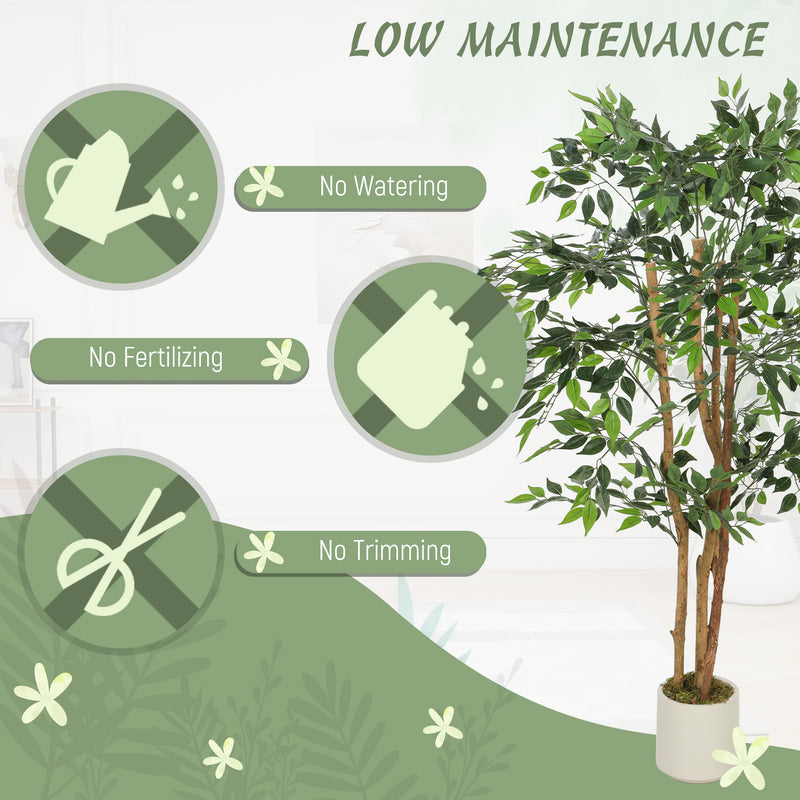 150cm Artificial Ficus Tree with Realistic Wood Trunk for Indoor Decoration Green