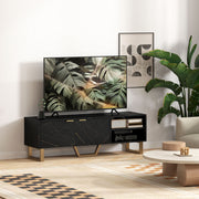 Black Marble Effect TV Stand for up to 70 Inch TVs With Shelves and Storage by HOMCOM