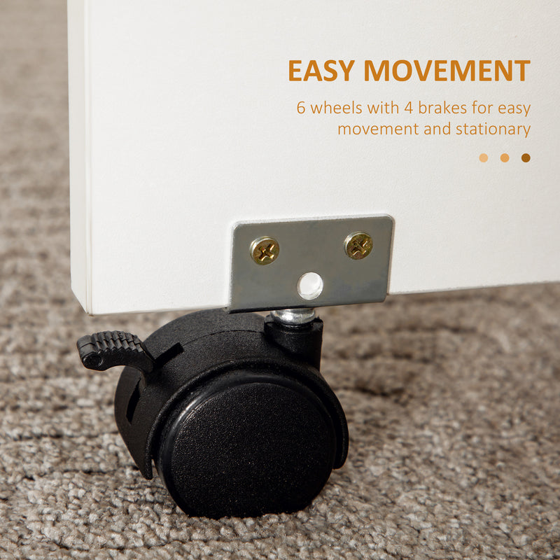 Extendable Drop Leaf Dining Table With Storage Shelves For 6 People, White