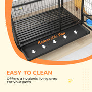 Heavy Duty Dog Crate with Wheels Bowl Holder and Removable Tray for Large Dogs Black