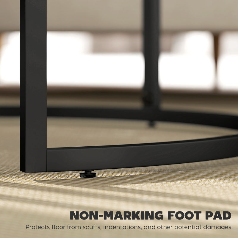 Set of 2 Nesting Coffee Tables with Marble Effect Tops Ideal for Living Room Black