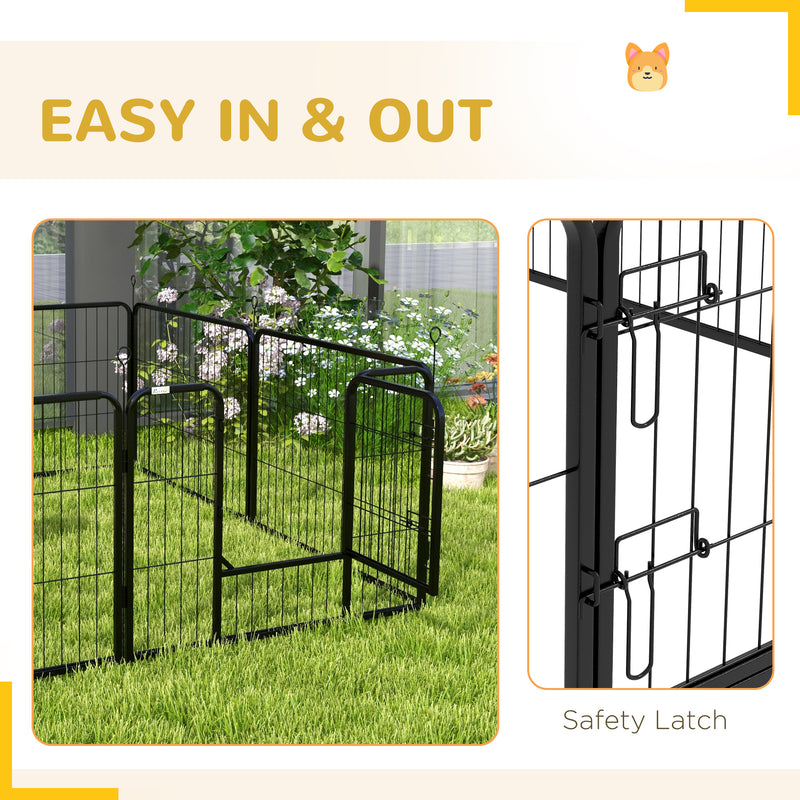 8 Panel Steel Dog Playpen Indoor Outdoor Puppy Exercise Fence Portable Black