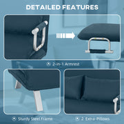 Two Seater Click Clack Sofa Bed Converts to Guest Bed for Small Spaces, Navy Blue