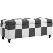 Velvet Storage Ottoman Bench in Dark Grey and White With Lid Ideal for Bedroom or Lounge