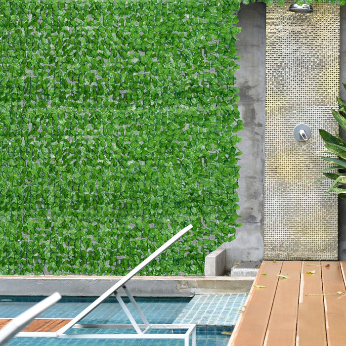 Green 3 x 1m Artificial Leaf Wall Garden Privacy Screen by Outsunny