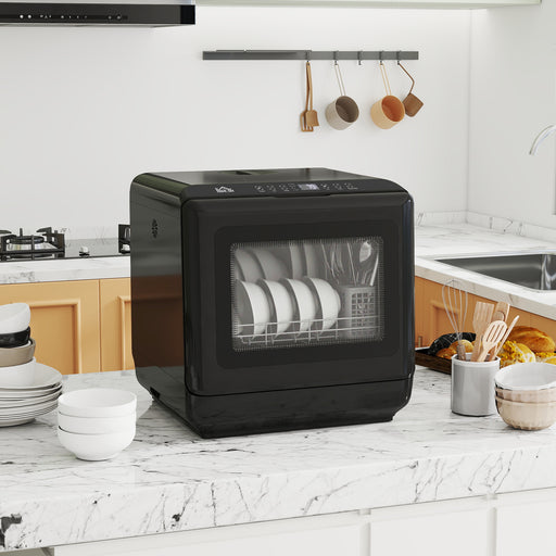 Mini Table Top Dishwasher with 6 Programmes LED Touch Control and Air Drying, White