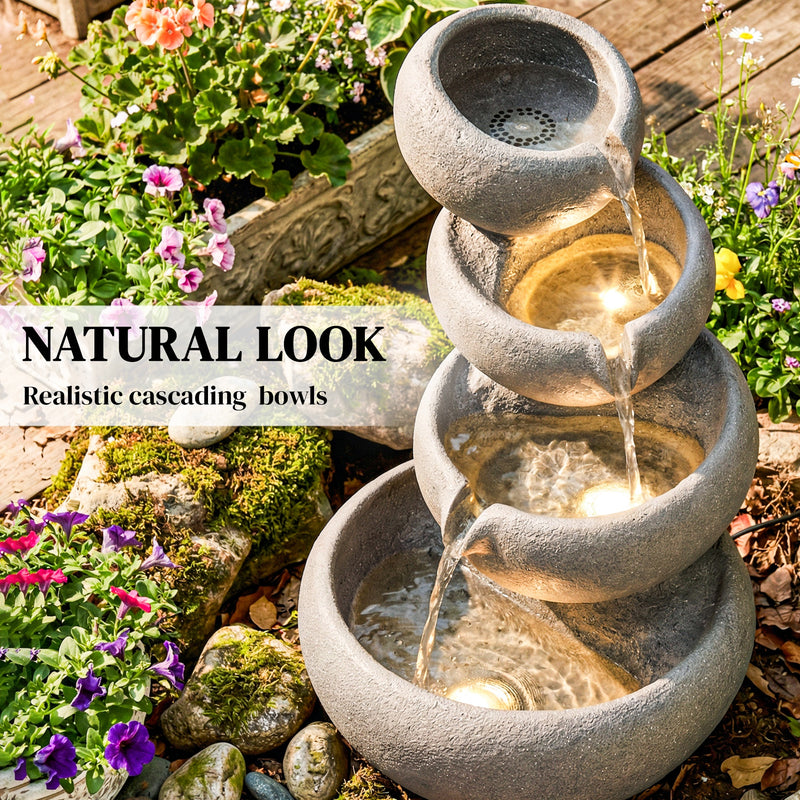 Outdoor Water Fountain with LED Lights for Relaxing Garden or Patio Retreat Mixed Colour Outsunny