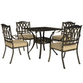 Five Piece Cast Aluminium Garden Dining Set Bronze Tone by Outsunny