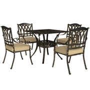 Five Piece Cast Aluminium Garden Dining Set Bronze Tone by Outsunny