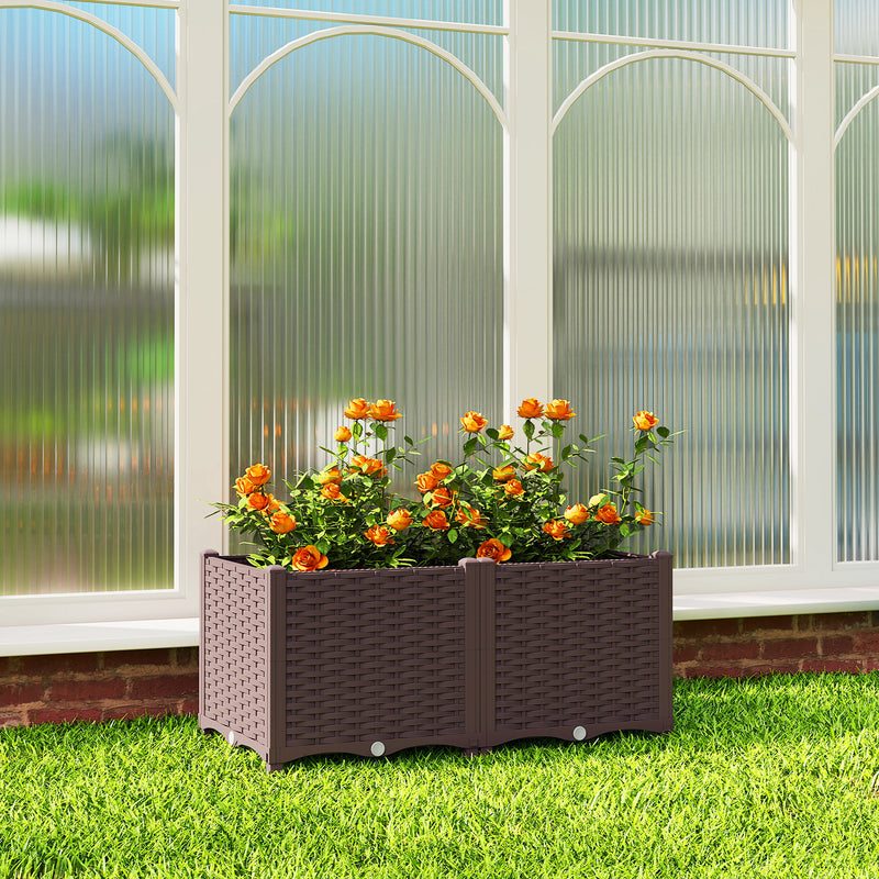 Modular Raised Garden Bed for Easy Planting on Patios and Balconies, Brown Outsunny