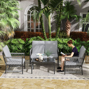 Grey 4 Seater Rattan Garden Furniture Set With Cushions by Outsunny