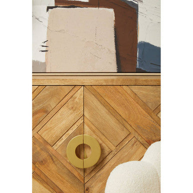 Mango wood sideboard styled in a lounge setting