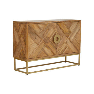 Mango wood sideboard studio shot, doors closed