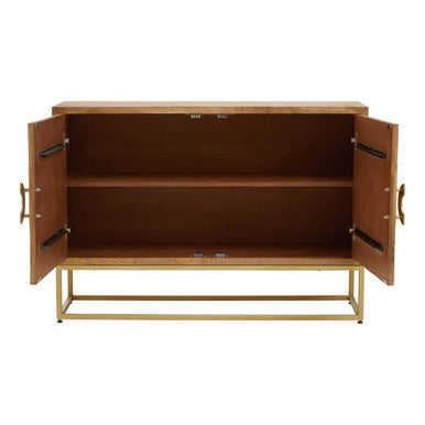 Mango wood sideboard studio shot, front view