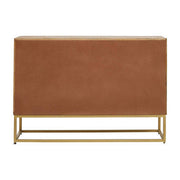 Mango wood sideboard studio shot, angled view