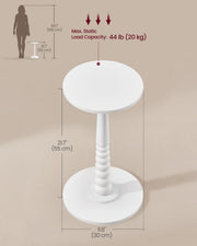 Dimension diagram of the Cloud White table showing 30 cm diameter, 55 cm height and 20 kg load