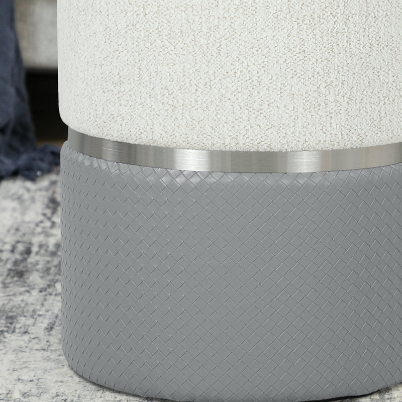 Ottoman Storage Set with Nesting Design for Living Room Organisation Grey Cream AOSOM