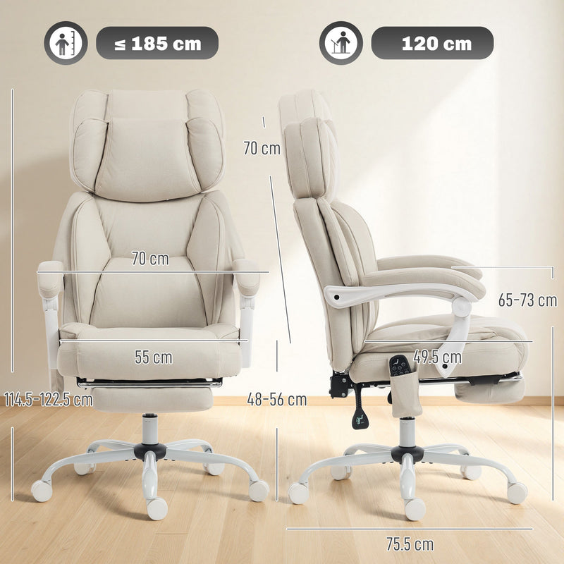 Massage office chair dimensions diagram showing 70 cm width, 75.5 cm depth and 48 to 56 cm seat height
