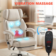Massage chair with 6 vibration points highlighted, 3 intensity levels, timer and remote