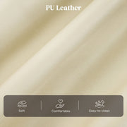 Close-up of the cream white PU leather upholstery texture