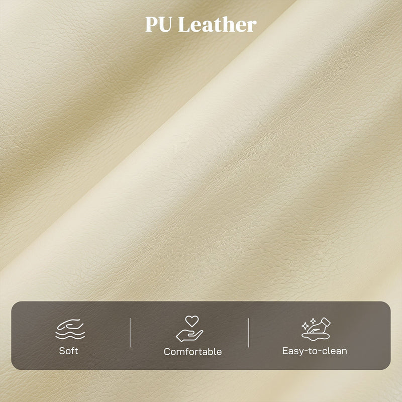 Close-up of the cream white PU leather upholstery texture