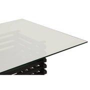 Close-up of the matt black finish on the slatted stainless steel base