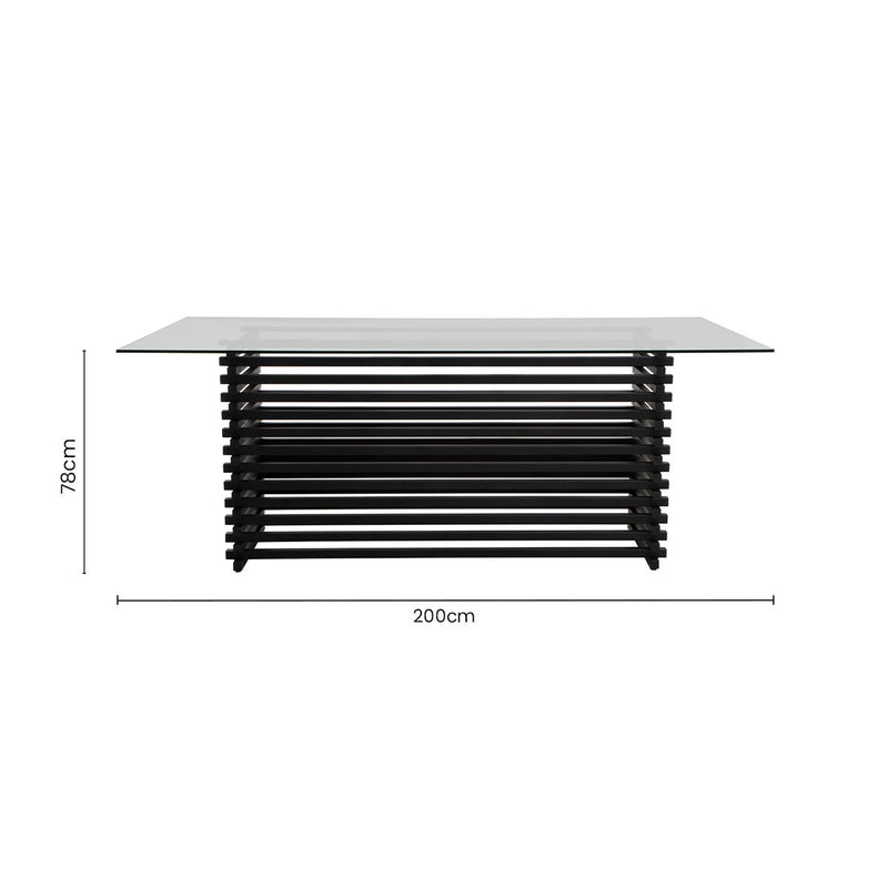 Dimensions diagram for the 200cm wide, 100cm deep, 78cm high dining table