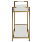 Angled studio view of the console table showing its slim 40cm depth and open sides