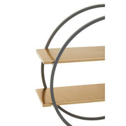Close-up of matte gold powder-coated shelf edge