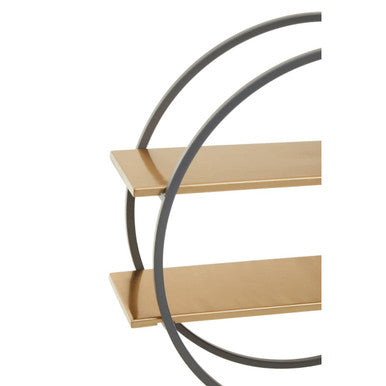 Close-up of matte gold powder-coated shelf edge