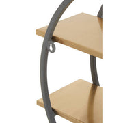 Close-up of shelf and frame join on gold and grey wall shelf