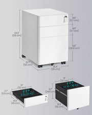 Dimension diagram showing 39 x 50 x 59 cm cabinet size and drawer load capacities