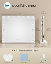 Dimensions diagram showing 58 cm width, 48 cm height and 10 cm base depth with included accessories
