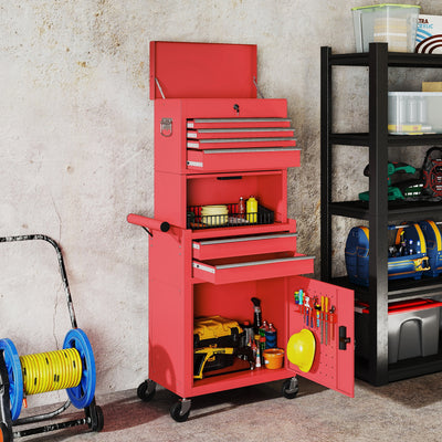Three Tier Steel Tool Chest With Lockable Drawers For Garage Or Workshop Use Red
