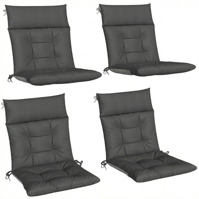 Garden Chair Cushion Set for Outdoor Comfort with Head and Back Support 4 Pack Dark Grey Outsunny