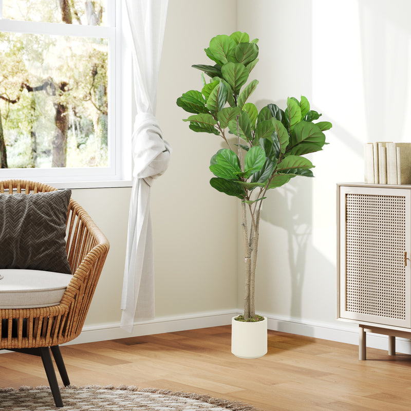 150cm Artificial Ficus Tree With Realistic Leaves For Home Or Office Decor Green