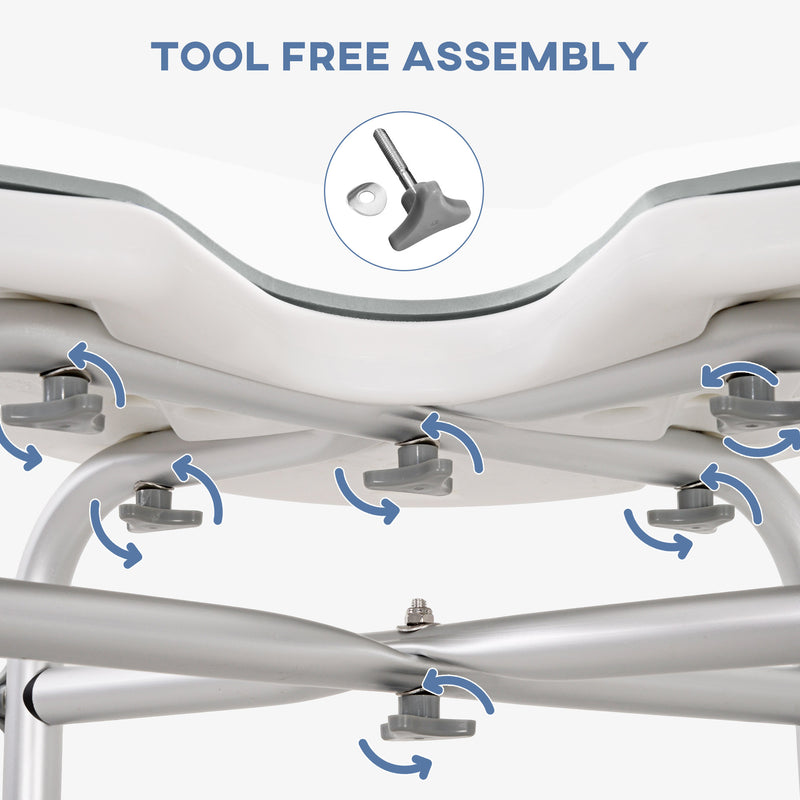 Adjustable Padded Shower Stool with U Shaped Seat for Elderly or Disabled Use, Grey