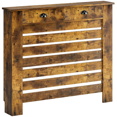 Radiator Cover with Storage Drawer for Safe Family Use and Tidy Hallway Rustic Brown Homcom