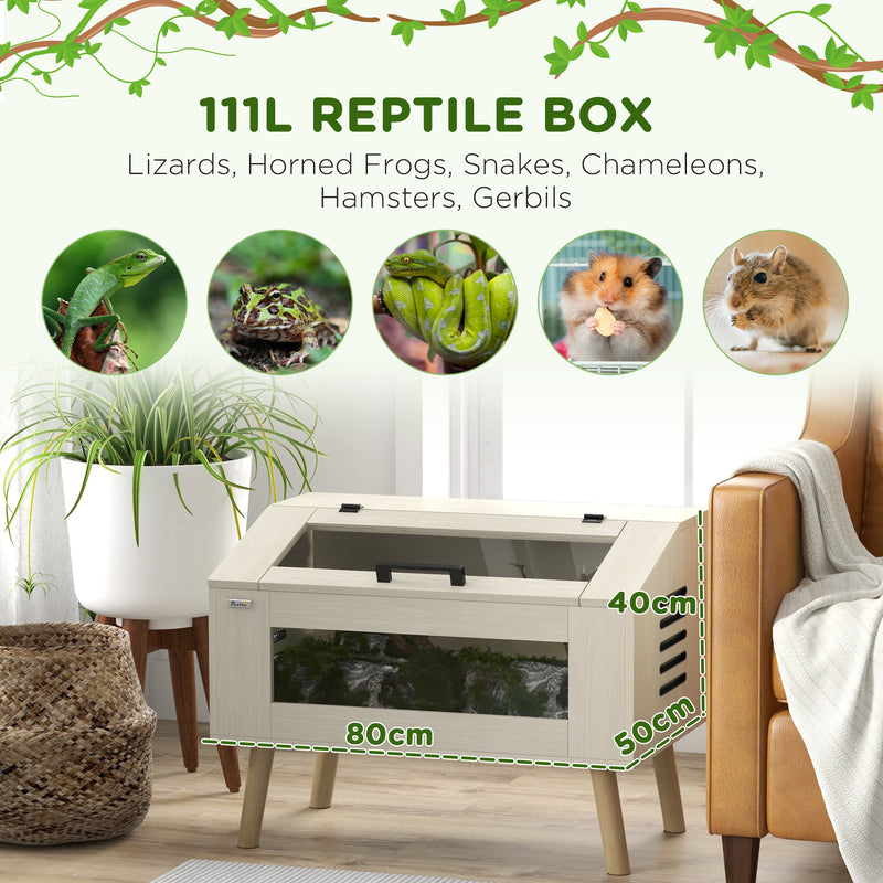 111L Reptile Vivarium Tank with Tempered Glass Ideal for Lizards Snakes and Rodents, Black